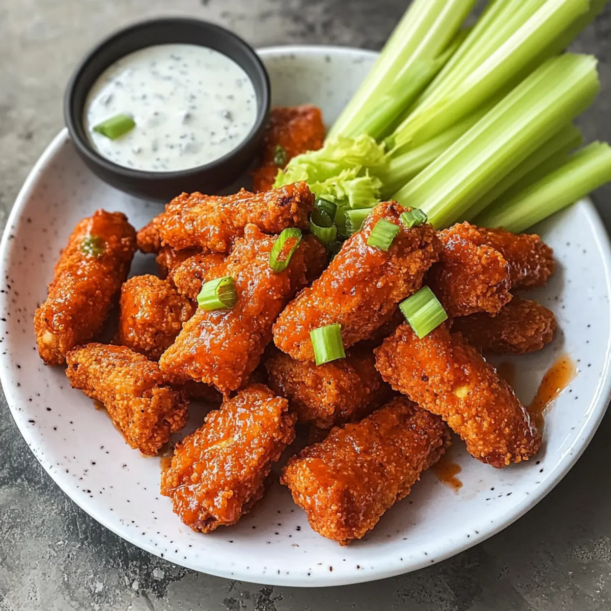 Vegane Buffalo-Tofu-Flügel für knusprigen Genuss