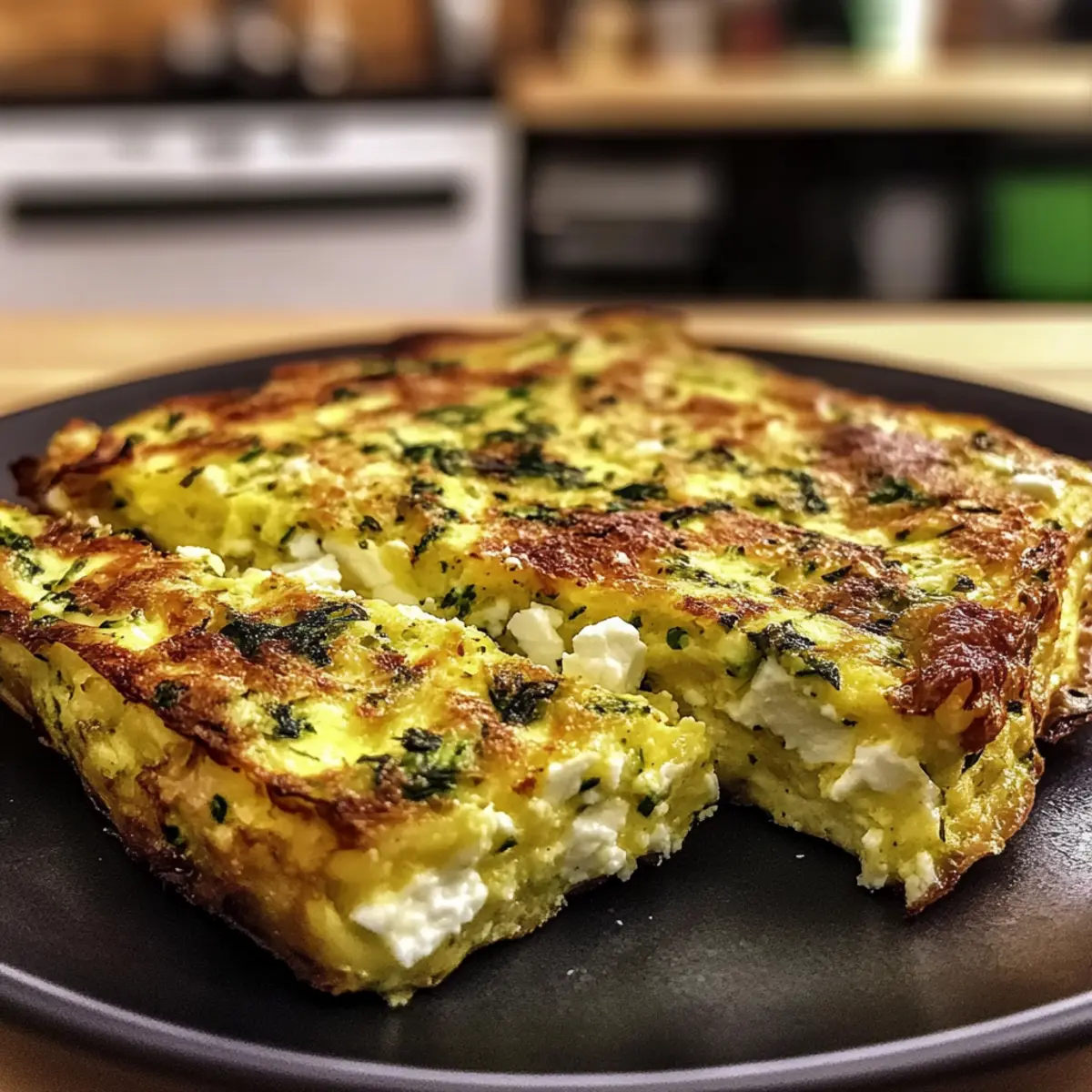 Vegetarische Zucchini-Feta-Frittata für schnelle Genüsse