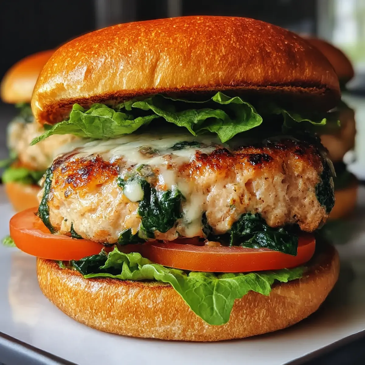 Weiße Cheddar Spinat Hähnchenburger für jede Gelegenheit